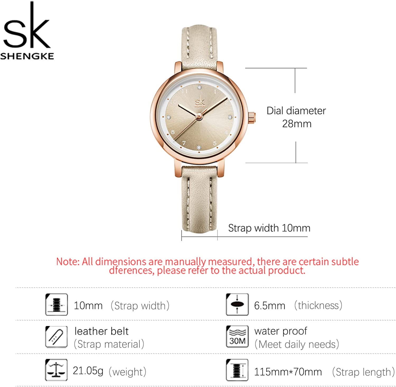 SHENGKE Women's Watch Leather Band Luxury Watches for Women Waterproof reloj para Mujer - Image 2
